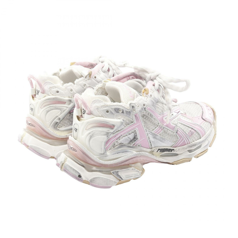 BALENCIAGA RUNNER 運動鞋 677402 布料 白色 粉紅色 尺寸 36 二手-1
