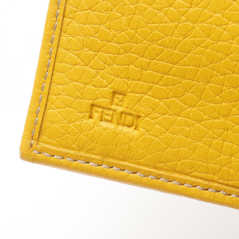 FENDI Zucchino 雙折皮夾 帆布 皮革 米黃色 二手 女士-3