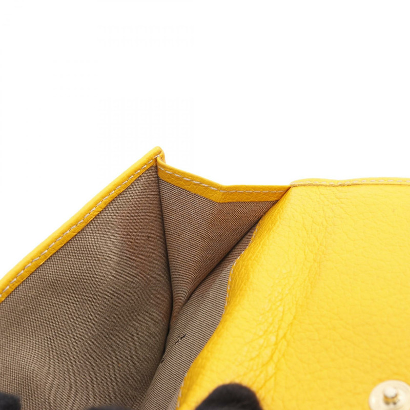 FENDI Zucchino 雙折皮夾 帆布 皮革 米黃色 二手 女士-6