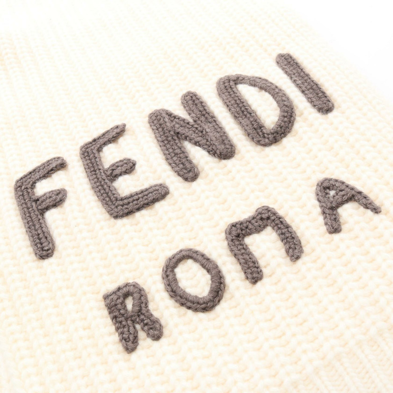 FENDI Logo Fendi Roma 圍巾 羊毛 米色 186公分 二手 女士-2