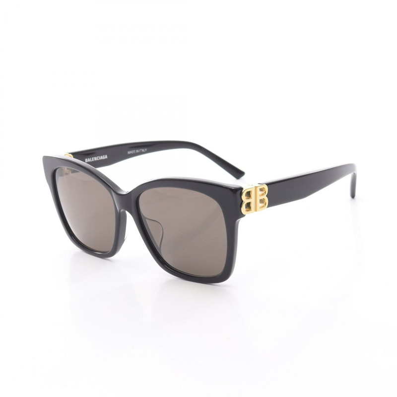 BALENCIAGA BB 標誌太陽眼鏡 塑膠 黑色 二手 女士-1