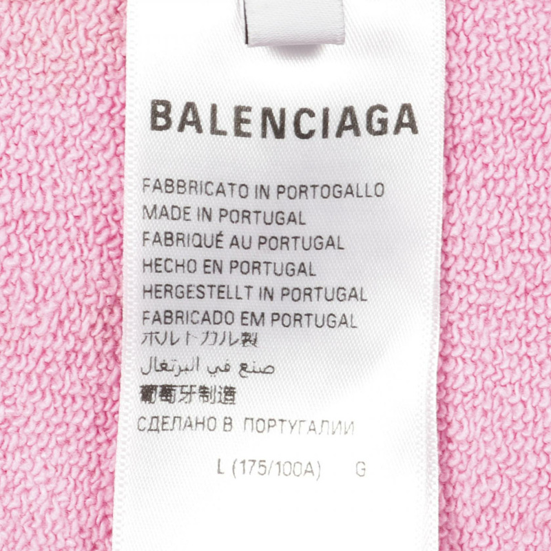 BALENCIAGA 連帽衫/連帽運動衫 棉質 粉紅色 白色 L 碼 二手男款-4