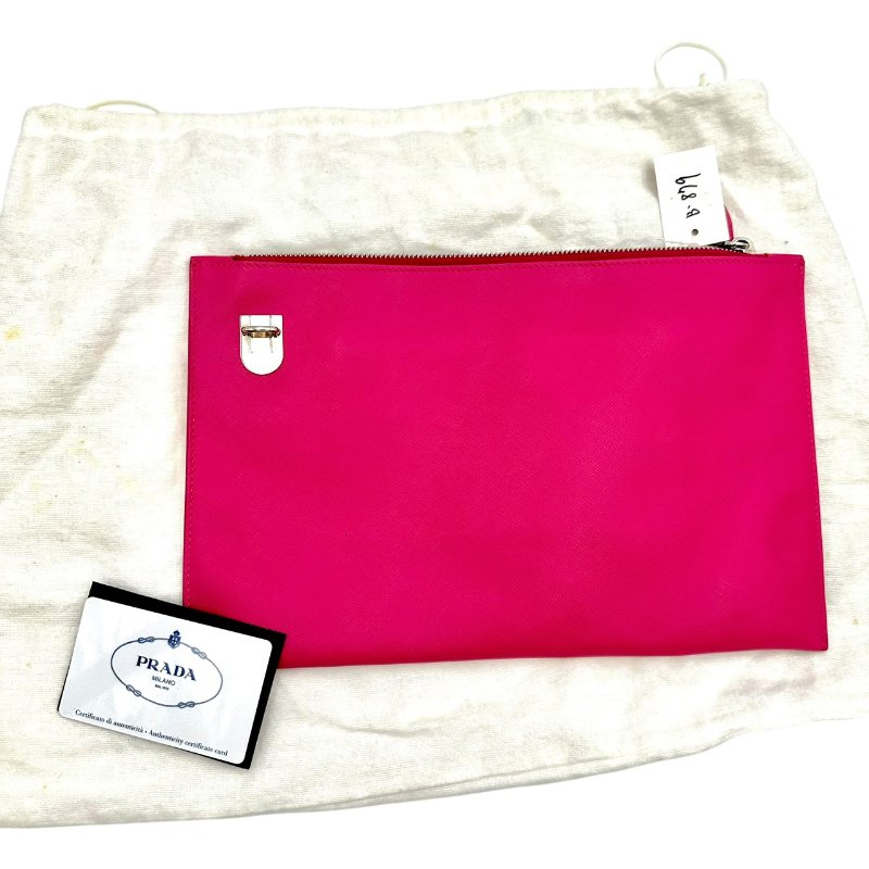 【美收精品】PRADA 粉色手拿包 B-879【隔月月中將轉賣至日本 上架期限30天】-6