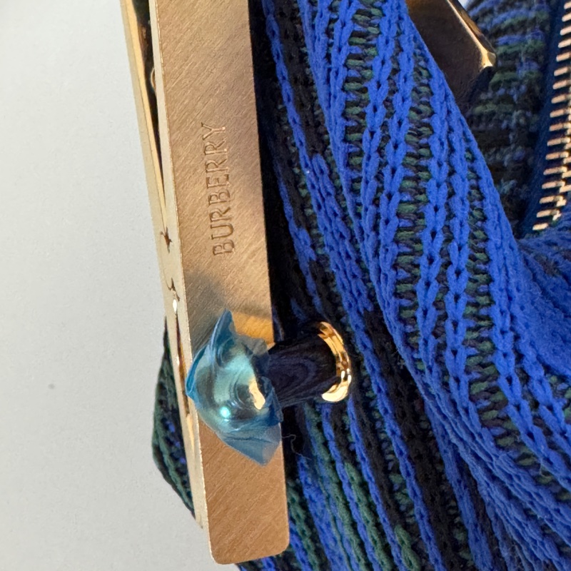 Burberry拉鍊開合格紋手提包 Peg Mini飯盒包 迷你 女款 騎士藍-6