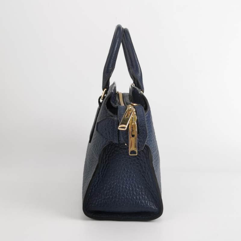 Burberry 牛皮純色銘牌標誌拉鍊手提包-3