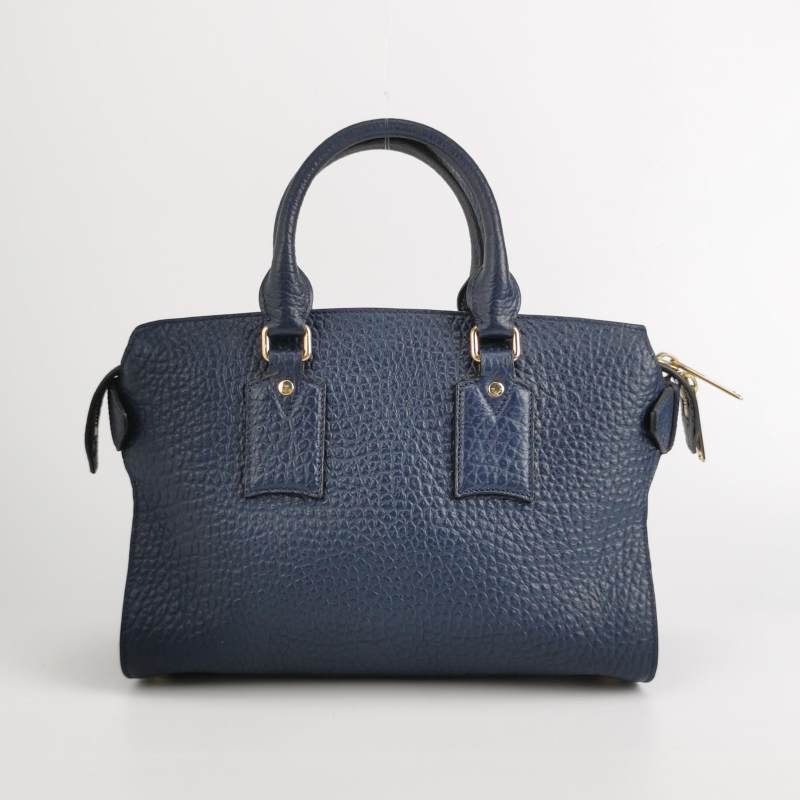 Burberry 牛皮純色銘牌標誌拉鍊手提包-4