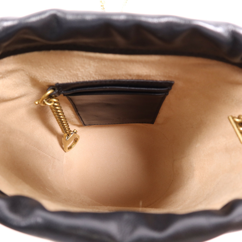 GUCCI 牛皮皮革GG Marmont Bucket金扣肩背袋-4
