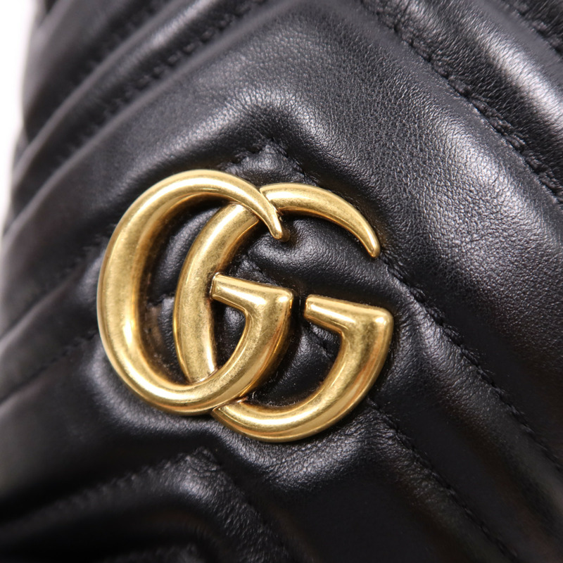 GUCCI 牛皮皮革GG Marmont Bucket金扣肩背袋-11