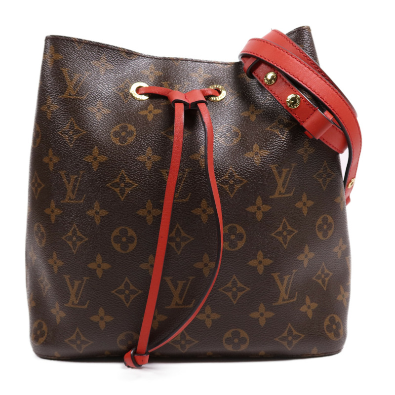 LOUIS VUITTON Monogram Neo Noe Bucket Bag金扣肩背袋Coquelicot-0