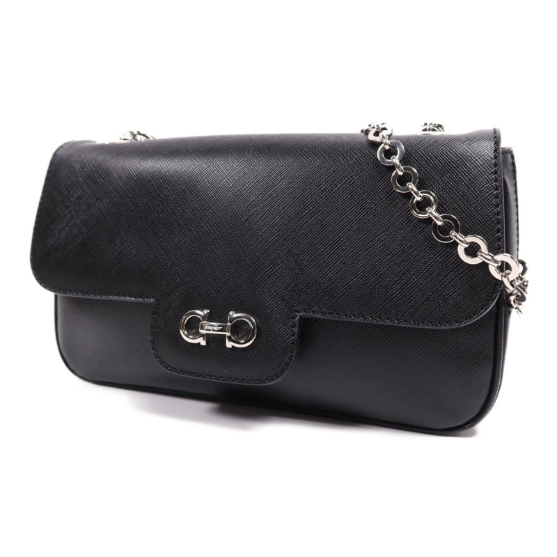 Salvatore Ferragamo 牛皮皮革Chain Shoulder Bag銀扣鏈帶肩背袋-2