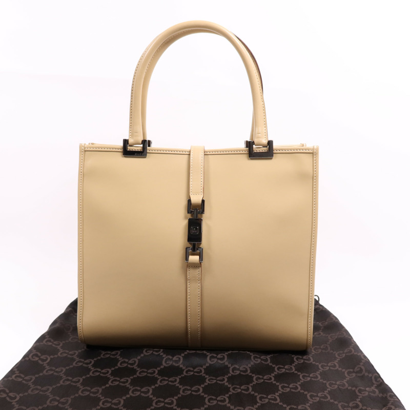 GUCCI 牛皮皮革Jackie Hand Bag銀扣手挽袋-8