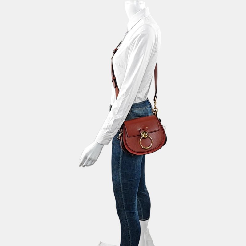 Chloé Tess 小號 棕色牛皮斜背包 金色五金 2條可拆式肩帶-2