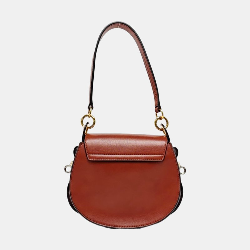 Chloé Tess 小號 棕色牛皮斜背包 金色五金 2條可拆式肩帶-4