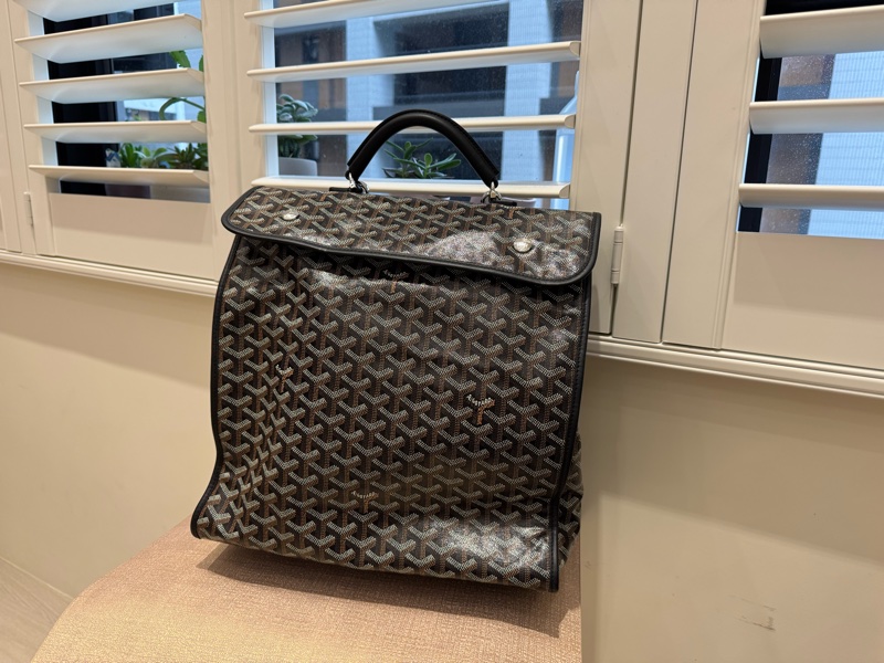 Goyard SAINT LEGER 中性雙扣翻 蓋折疊後背包（黑）-0