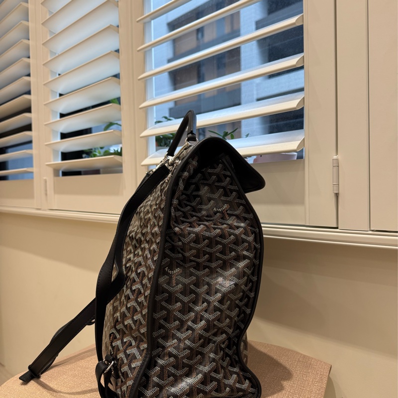 Goyard SAINT LEGER 中性雙扣翻 蓋折疊後背包（黑）-2