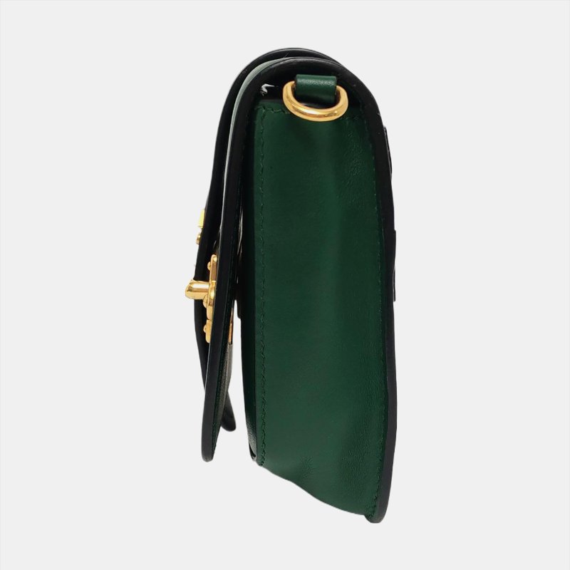 PRADA Cahier 綠色牛皮肩包斜背包腰包/胸包 金色五金 2條可拆式肩帶-1