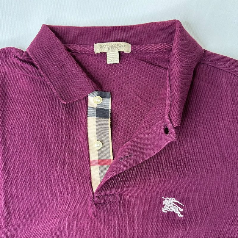 BURBERRY 酒紅色短袖棉質Polo衫-3