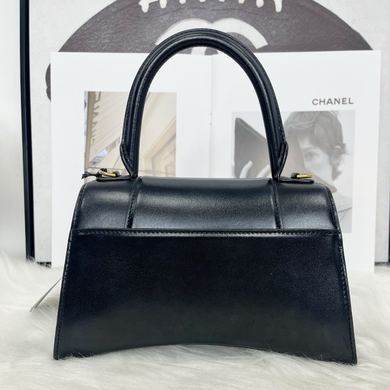 Balenciaga HOURGLASS 黑金沙漏光面牛皮革 S碼手提包斜背包-1
