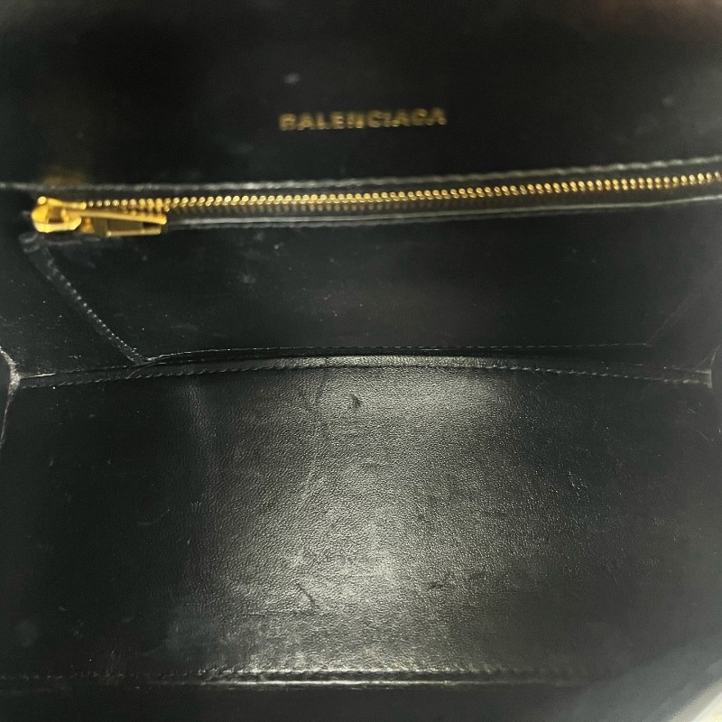Balenciaga HOURGLASS 黑金沙漏光面牛皮革 S碼手提包斜背包-8