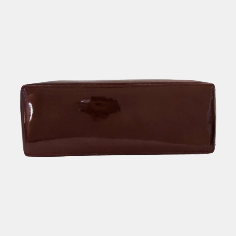 LOUIS VUITTON WILSHIRE 中號 酒紅色漆皮老花手提包 金色五金-5