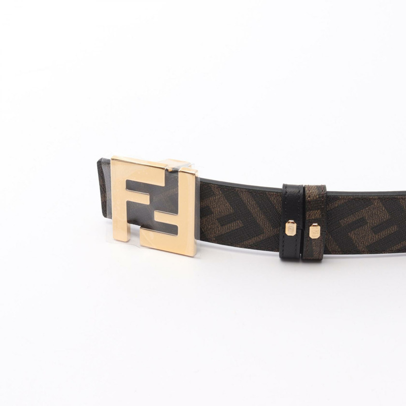 FENDI FF 標誌扣腰帶 7C0424AGR9F18I090 皮革黑棕色 #90 全新男式-1