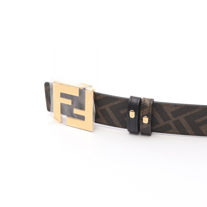 FENDI FF 標誌扣腰帶 7C0424AGR9F18I0100 皮革黑棕色 #100 全新男士-1