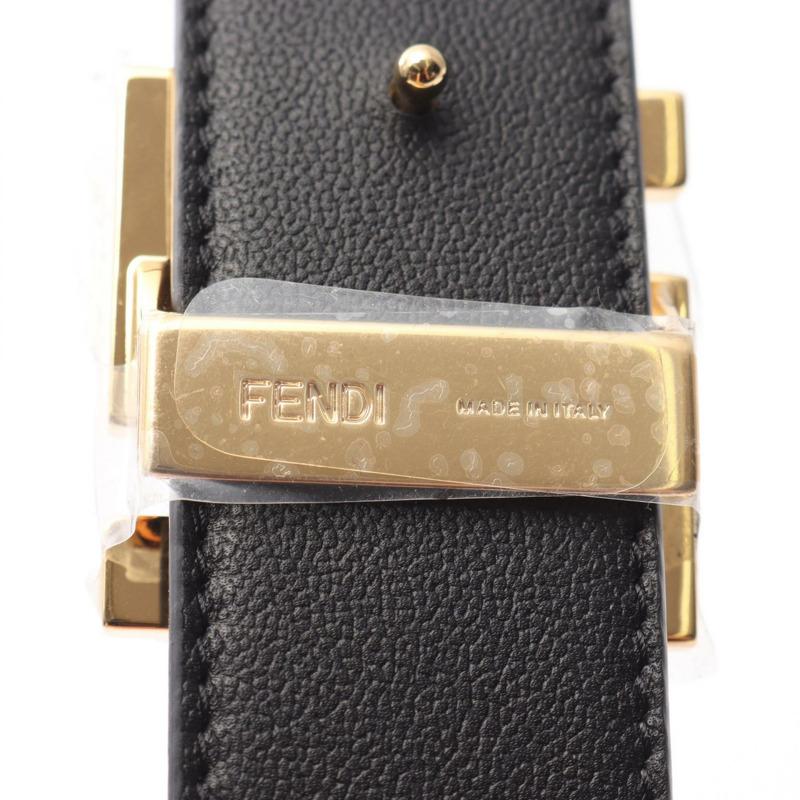 FENDI FF 標誌扣腰帶 7C0424AGR9F18I0100 皮革黑棕色 #100 全新男士-3