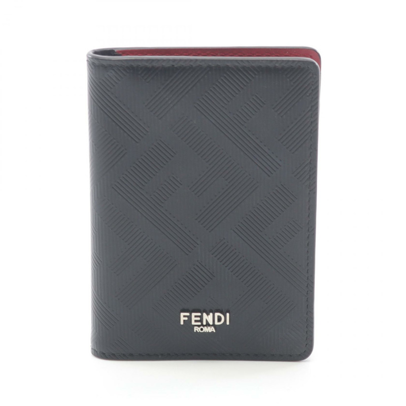 FENDI 暗影標誌卡包 7M0349AJF4F19KP 皮革 黑色 全新 男款-0