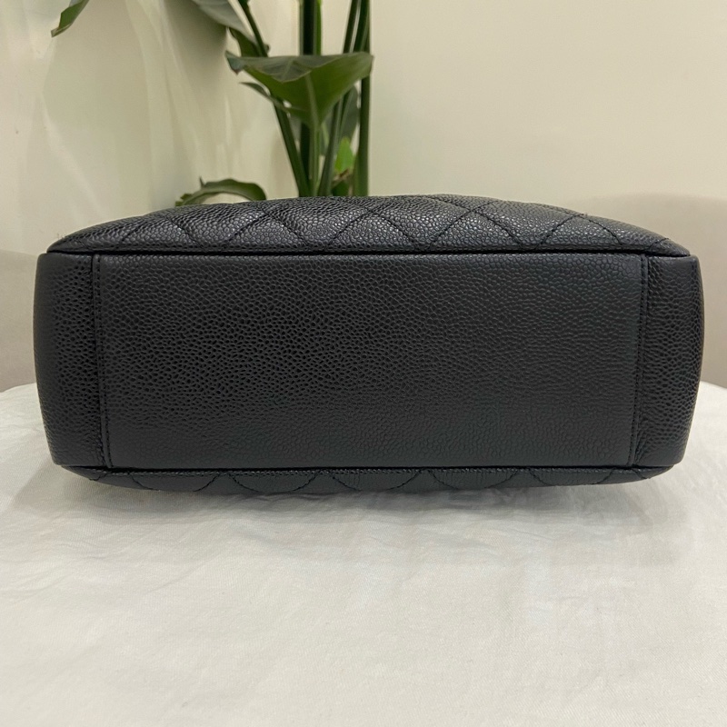 Chanel pst 黑金荔枝紋托特包購物袋 15開有卡 尺寸約24.5*22cm。-6
