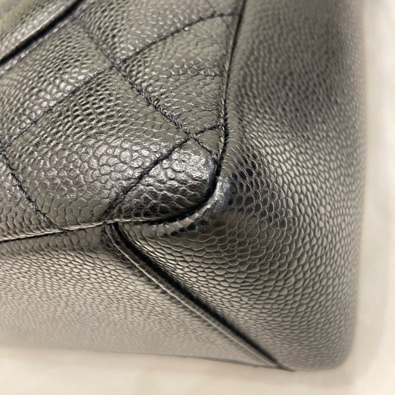 Chanel pst 黑金荔枝紋托特包購物袋 15開有卡 尺寸約24.5*22cm。-19