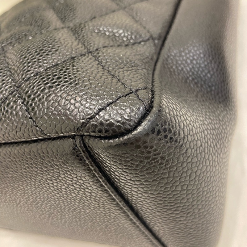 Chanel pst 黑金荔枝紋托特包購物袋 15開有卡 尺寸約24.5*22cm。-20