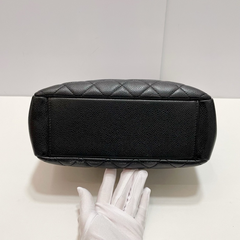 Chanel PST 黑金荔枝紋牛皮手提單肩包 小號 無卡 鐳射14開 尺寸約24.5*22-6