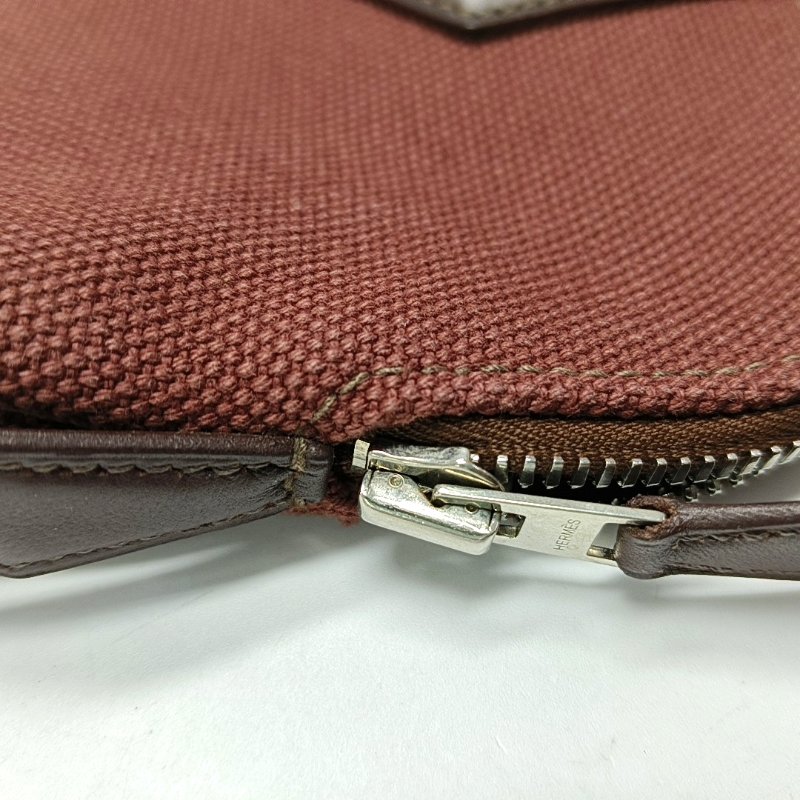 HERMÈS Heeboo 小號 愛馬仕紅色帆布手提包 銀色五金 J刻-9