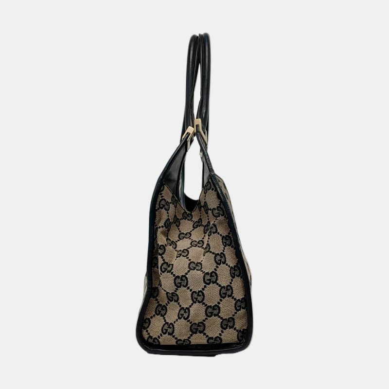 GUCCI Bardot 灰色帆布老花單肩包手提包 銀色五金-3