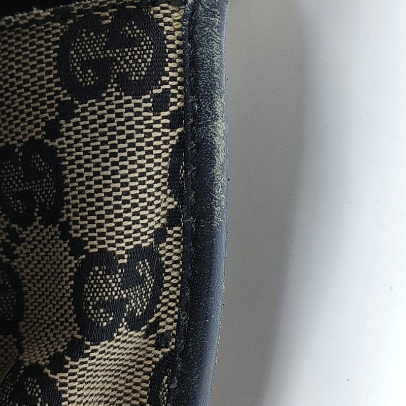 GUCCI Bardot 灰色帆布老花單肩包手提包 銀色五金-11