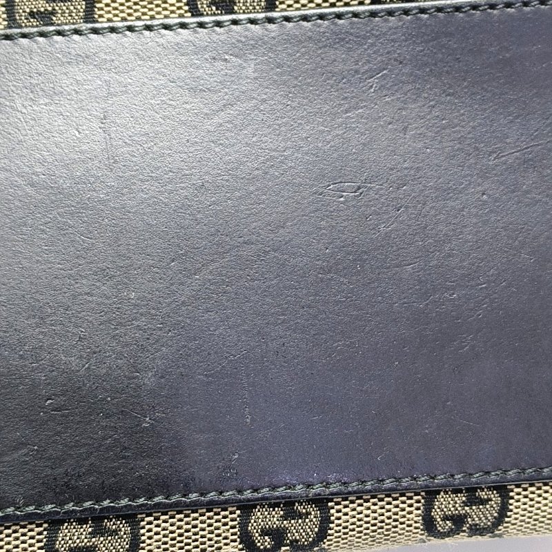 GUCCI Bardot 灰色帆布老花單肩包手提包 銀色五金-14