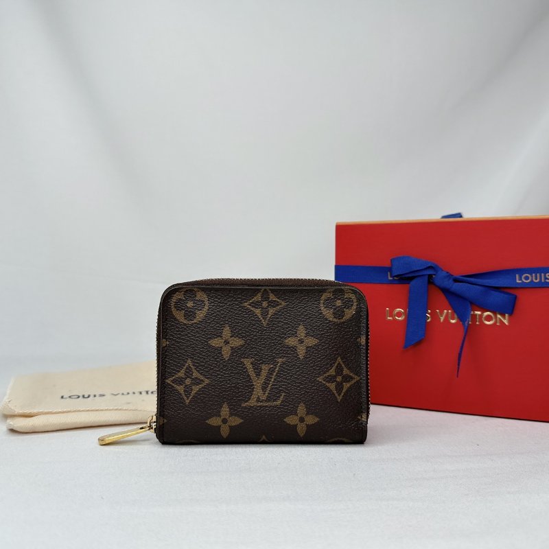 LV 老花拉鏈零錢包-0