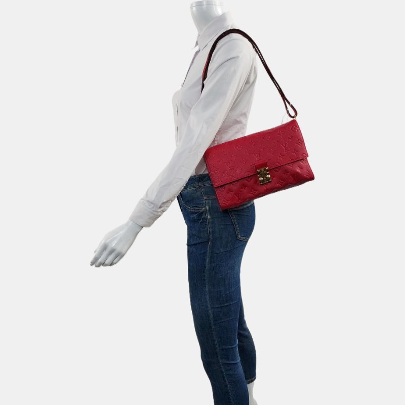 LOUIS VUITTON FASCINANTE 粉紫色牛皮老花壓紋單肩包斜背包 金色五金-1