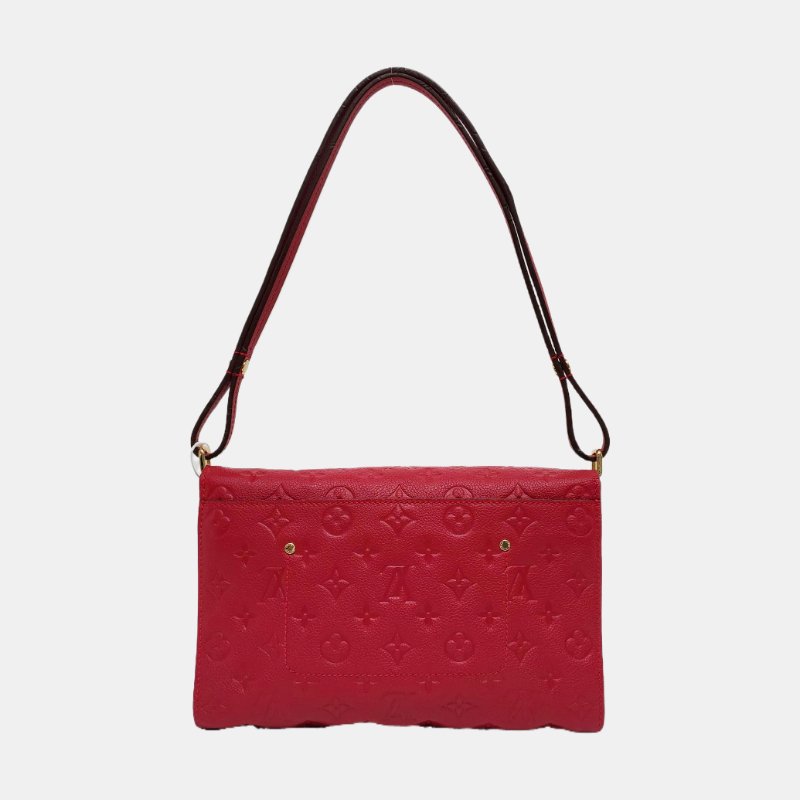 LOUIS VUITTON FASCINANTE 粉紫色牛皮老花壓紋單肩包斜背包 金色五金-4