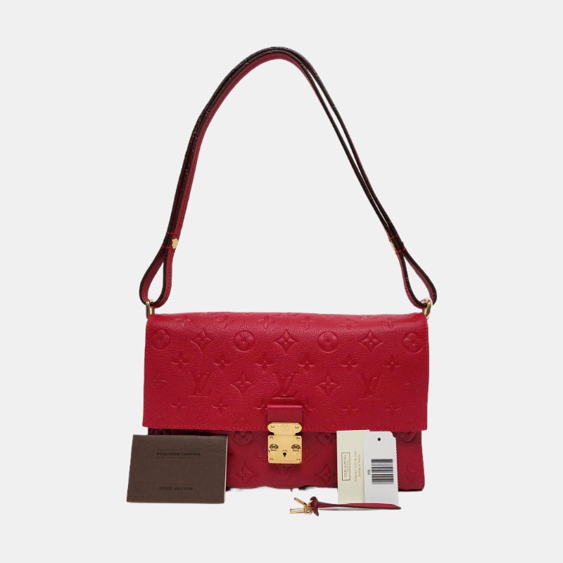 LOUIS VUITTON FASCINANTE 粉紫色牛皮老花壓紋單肩包斜背包 金色五金-7