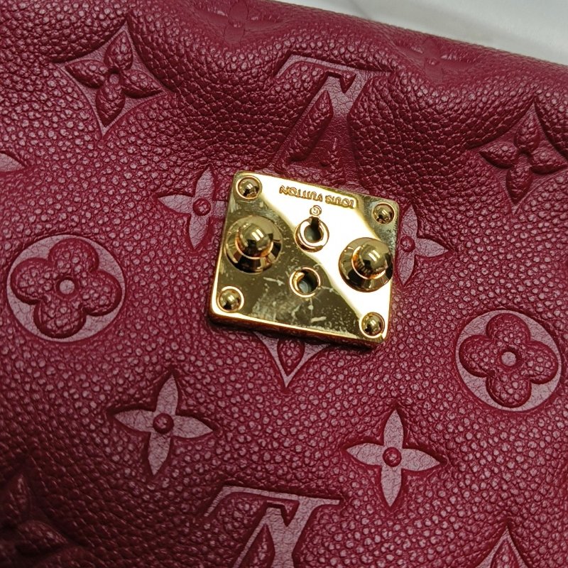 LOUIS VUITTON FASCINANTE 粉紫色牛皮老花壓紋單肩包斜背包 金色五金-9
