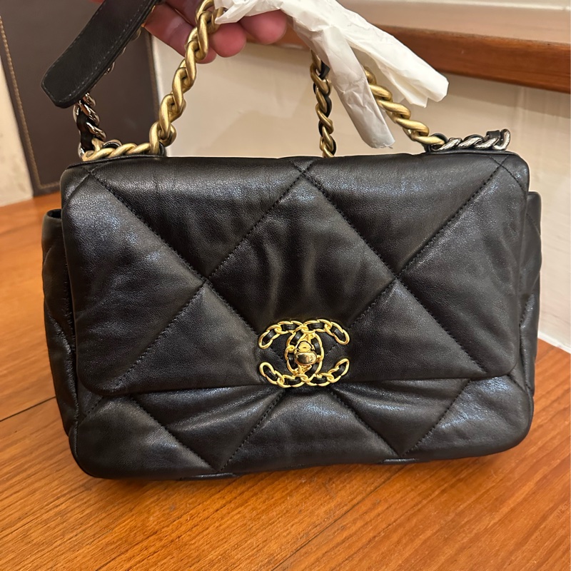 CHANEL 黑菱格19 26鍊包 保卡款-0