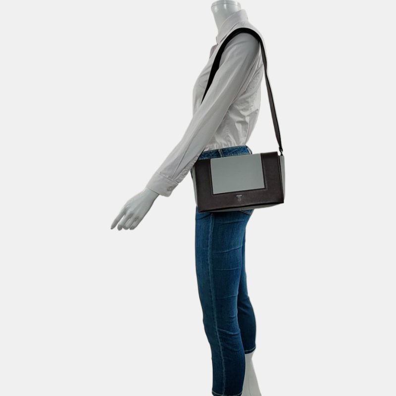 CELINE FRAME 中號 拼色牛皮單肩包斜背包 銀色五金-1