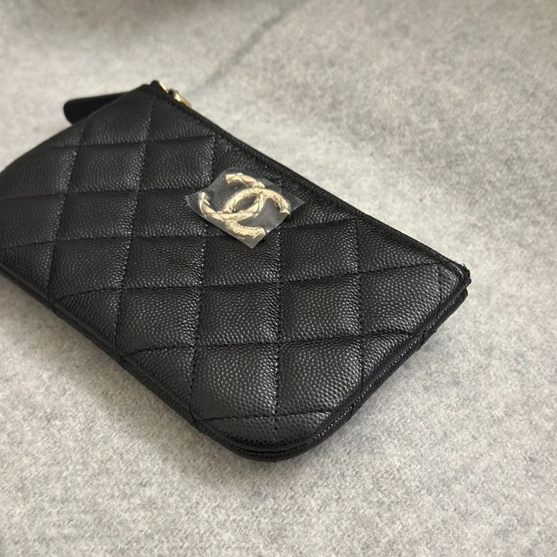CHANEL 24S一字拉鍊零錢包 - 黑金-3