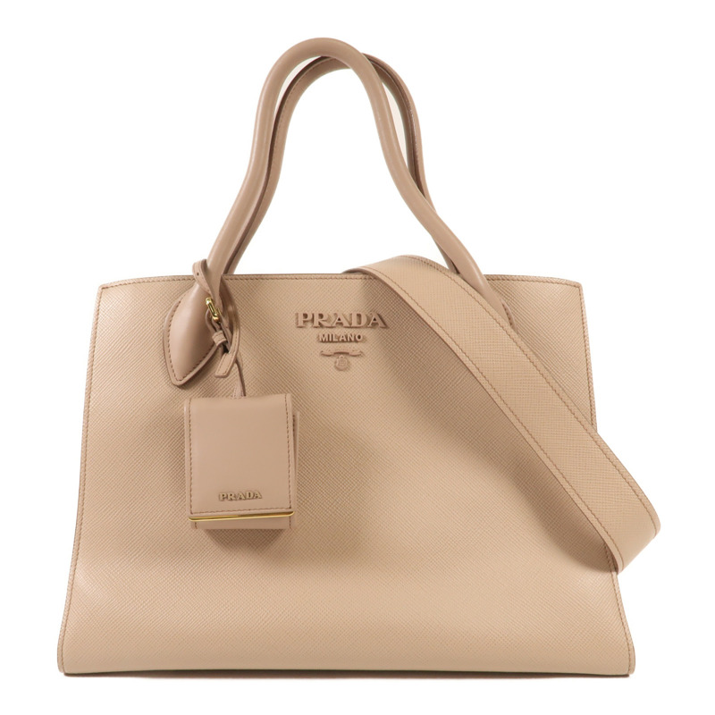 PRADA 牛皮皮革Monochrome金扣手挽肩背兩用袋-0