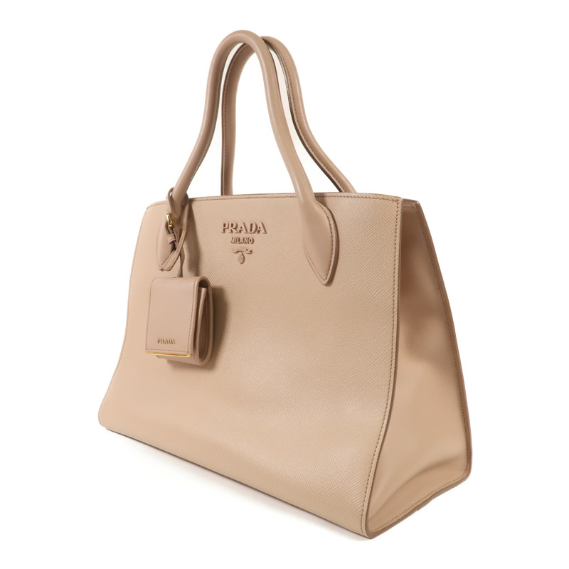 PRADA 牛皮皮革Monochrome金扣手挽肩背兩用袋-2