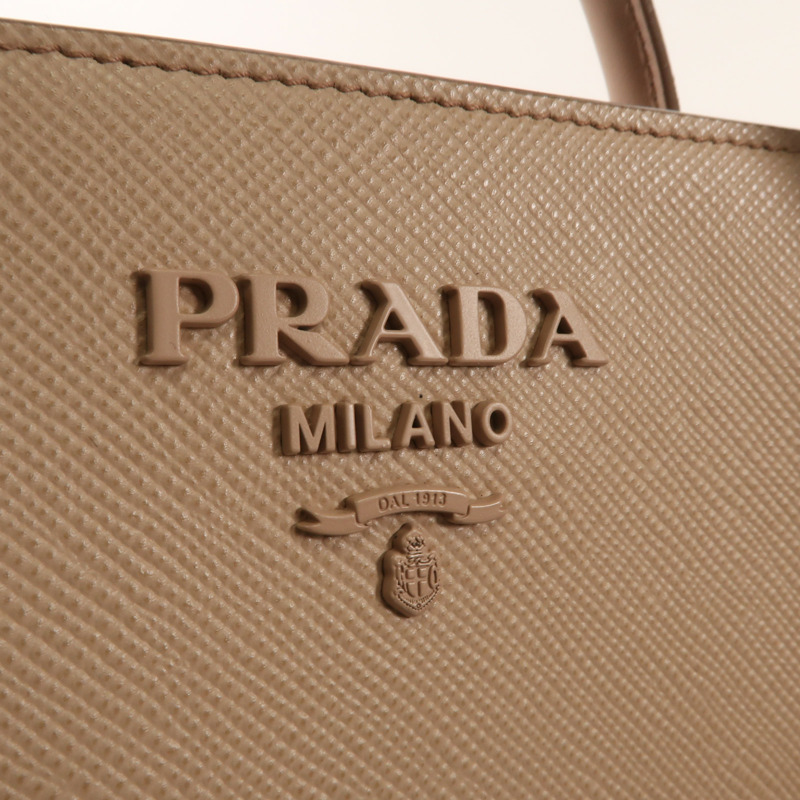 PRADA 牛皮皮革Monochrome金扣手挽肩背兩用袋-10