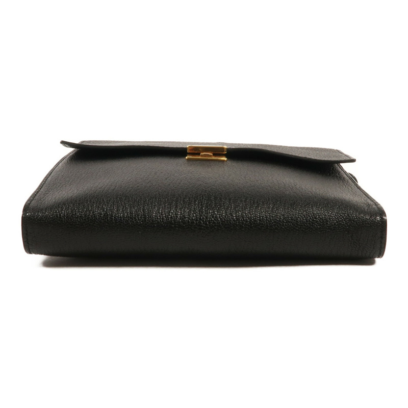 HERMES Chevre皮革Clic 16金扣肩背袋Noir-3