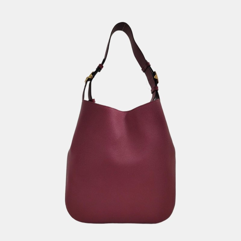 BURBERRY Elmstone 紫紅色牛皮單肩包手提包 金色五金 可拆式肩帶-2