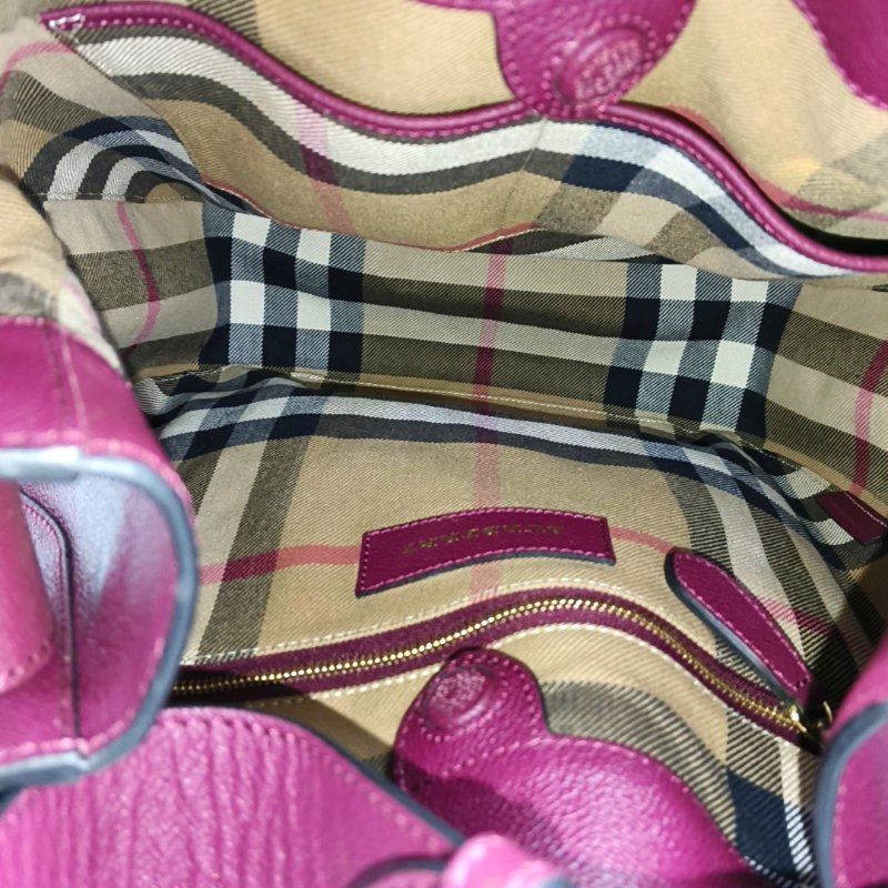 BURBERRY Elmstone 紫紅色牛皮單肩包手提包 金色五金 可拆式肩帶-7